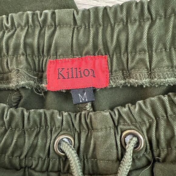 Killion Brand Twill Tracker Pants Olive Green Medium Joggers Zippered Moto - Picture 2 of 10